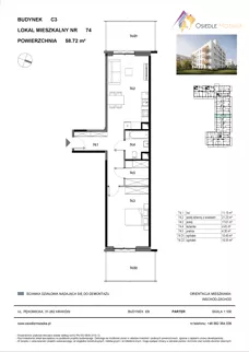 2 pokoje, mieszkanie 58,72 m², parter, oferta nr C3-074, Osiedle Mozaika, Kraków, Prądnik Biały, ul. Pękowicka