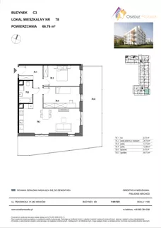 3 pokoje, mieszkanie 66,76 m², parter, oferta nr C3-078, Osiedle Mozaika, Kraków, Prądnik Biały, ul. Pękowicka