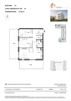 3 pokoje, mieszkanie 57,92 m², parter, oferta nr C3-081, Osiedle Mozaika, Kraków, Prądnik Biały, ul. Pękowicka