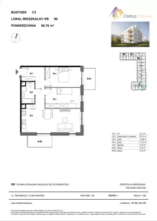 3 pokoje, mieszkanie 66,76 m², piętro 1, oferta nr C3-090, Osiedle Mozaika, Kraków, Prądnik Biały, ul. Pękowicka