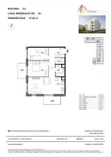 3 pokoje, mieszkanie 57,92 m², piętro 1, oferta nr C3-093, Osiedle Mozaika, Kraków, Prądnik Biały, ul. Pękowicka