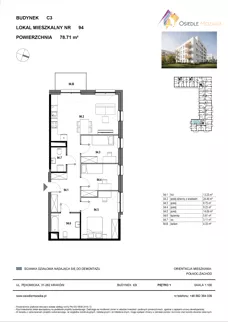 4 pokoje, mieszkanie 78,71 m², piętro 1, oferta nr C3-094, Osiedle Mozaika, Kraków, Prądnik Biały, ul. Pękowicka