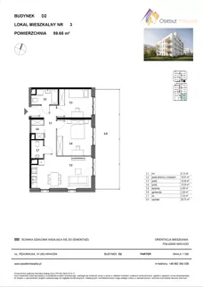 3 pokoje, mieszkanie 59,65 m², parter, oferta nr D2-003, Osiedle Mozaika, Kraków, Prądnik Biały, ul. Pękowicka