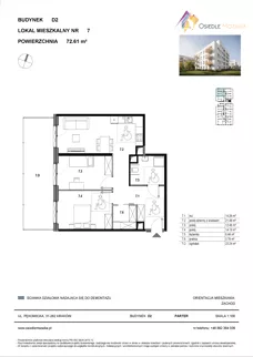 3 pokoje, mieszkanie 72,61 m², parter, oferta nr D2-007, Osiedle Mozaika, Kraków, Prądnik Biały, ul. Pękowicka