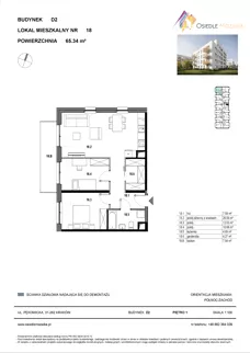3 pokoje, mieszkanie 65,34 m², piętro 1, oferta nr D2-018, Osiedle Mozaika, Kraków, Prądnik Biały, ul. Pękowicka