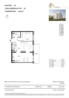 2 pokoje, mieszkanie 54,29 m², piętro 4, oferta nr D2-049, Osiedle Mozaika, Kraków, Prądnik Biały, ul. Pękowicka