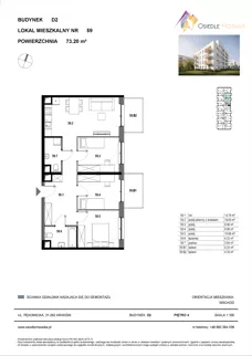 4 pokoje, mieszkanie 73,20 m², piętro 4, oferta nr D2-059, Osiedle Mozaika, Kraków, Prądnik Biały, ul. Pękowicka