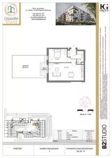 2 pokoje, mieszkanie 54,11 m², parter, oferta nr 1, Osiedle Sfera - Etap II, Dawidy Bankowe, ul. Oleńki 14