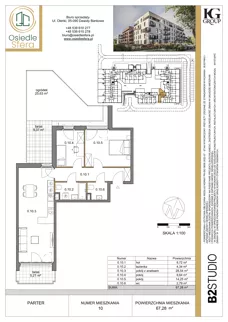 3 pokoje, mieszkanie 67,28 m², parter, oferta nr 10, Osiedle Sfera - Etap II, Dawidy Bankowe, ul. Oleńki 14