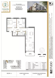 3 pokoje, mieszkanie 67,26 m², piętro 2, oferta nr 101, Osiedle Sfera - Etap II, Dawidy Bankowe, ul. Oleńki 14