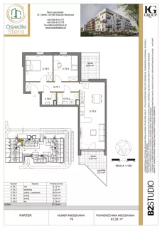 3 pokoje, mieszkanie 67,26 m², parter, oferta nr 79, Osiedle Sfera - Etap II, Dawidy Bankowe, ul. Oleńki 14