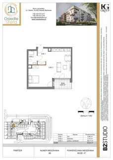 1 pokój, mieszkanie 49,00 m², parter, oferta nr 80, Osiedle Sfera - Etap II, Dawidy Bankowe, ul. Oleńki 14
