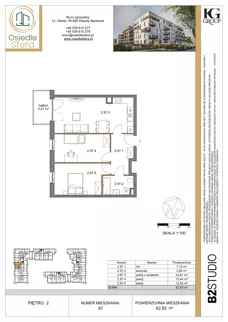 3 pokoje, mieszkanie 62,93 m², piętro 2, oferta nr 97, Osiedle Sfera - Etap II, Dawidy Bankowe, ul. Oleńki 14