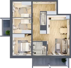 4 pokoje, mieszkanie 76,08 m², piętro 1, oferta nr B/120, Dworzysko Park, Rzeszów, Przybyszówka, ul. Technologiczna