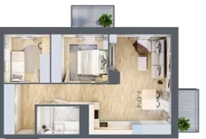 3 pokoje, mieszkanie 56,99 m², piętro 1, oferta nr D/7, Dworzysko Park, Rzeszów, Przybyszówka, ul. Technologiczna