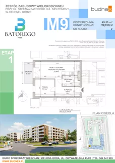 2 pokoje, mieszkanie 49,50 m², piętro 2, oferta nr 2/M9, Batorego Park - Etap 1, Zielona Góra, Osiedle na Olimpie, ul. Stefana Batorego