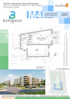 2 pokoje, mieszkanie 53,20 m², piętro 1, oferta nr 4/M4, Batorego Park - Etap 1, Zielona Góra, Osiedle na Olimpie, ul. Stefana Batorego