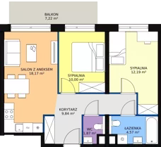 3 pokoje, apartament 56,64 m², piętro 4, oferta nr A1.6.1, Sedina Apartamenty - Etap I, Szczecin, Śródmieście, Międzyodrze-Wyspa Pucka, ul. Maklerska
