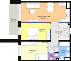 3 pokoje, apartament 66,68 m², piętro 2, oferta nr A5.4.4, Sedina Apartamenty - Etap I, Szczecin, Śródmieście, Międzyodrze-Wyspa Pucka, ul. Maklerska