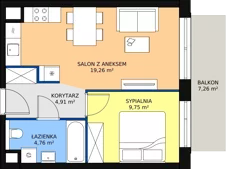 2 pokoje, apartament 38,67 m², piętro 7, oferta nr A5.9.1, Sedina Apartamenty - Etap I, Szczecin, Śródmieście, Międzyodrze-Wyspa Pucka, ul. Maklerska
