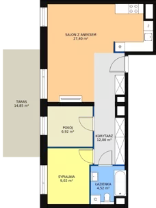 3 pokoje, apartament 59,86 m², piętro 7, oferta nr A5.9.5, Sedina Apartamenty - Etap I, Szczecin, Śródmieście, Międzyodrze-Wyspa Pucka, ul. Maklerska