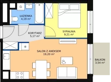 2 pokoje, apartament 37,77 m², piętro 2, oferta nr A5.4.2, Sedina Apartamenty - Etap I, Szczecin, Śródmieście, Międzyodrze-Wyspa Pucka, ul. Maklerska