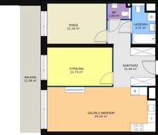 3 pokoje, apartament 66,46 m², piętro 2, oferta nr A3.4.4, Sedina Apartamenty - Etap I, Szczecin, Śródmieście, Międzyodrze-Wyspa Pucka, ul. Maklerska