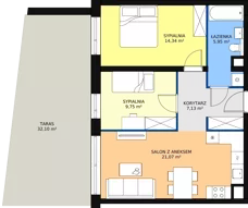 3 pokoje, apartament 58,24 m², piętro 5, oferta nr B1.7.2, Sedina Apartamenty - Etap I, Szczecin, Śródmieście, Międzyodrze-Wyspa Pucka, ul. Maklerska