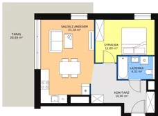 2 pokoje, apartament 48,03 m², piętro 6, oferta nr B1.8.3, Sedina Apartamenty - Etap I, Szczecin, Śródmieście, Międzyodrze-Wyspa Pucka, ul. Maklerska