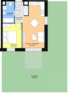 2 pokoje, apartament 38,64 m², piętro 1, oferta nr B3.3.3, Sedina Apartamenty - Etap I, Szczecin, Śródmieście, Międzyodrze-Wyspa Pucka, ul. Maklerska
