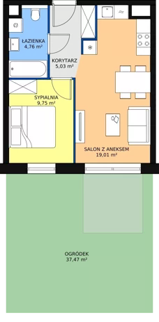 2 pokoje, apartament 38,55 m², piętro 1, oferta nr B3.3.4, Sedina Apartamenty - Etap I, Szczecin, Śródmieście, Międzyodrze-Wyspa Pucka, ul. Maklerska
