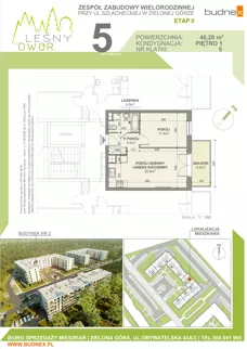 2 pokoje, mieszkanie 40,20 m², piętro 1, oferta nr 6/M5, Leśny Dwór Etap 2, Zielona Góra, Osiedle Leśny Dwór, ul. Szlachecka