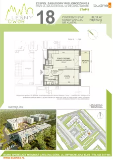 2 pokoje, mieszkanie 37,10 m², piętro 5, oferta nr 7/M18, Leśny Dwór Etap 2, Zielona Góra, Osiedle Leśny Dwór, ul. Szlachecka