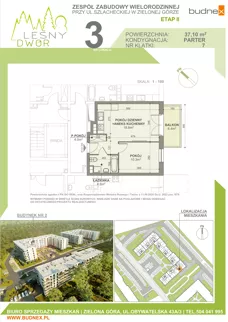 2 pokoje, mieszkanie 37,10 m², parter, oferta nr 7/M3, Leśny Dwór Etap 2, Zielona Góra, Osiedle Leśny Dwór, ul. Szlachecka