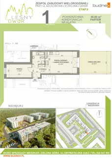 2 pokoje, mieszkanie 46,00 m², parter, oferta nr 8/M1, Leśny Dwór Etap 2, Zielona Góra, Osiedle Leśny Dwór, ul. Szlachecka