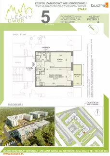2 pokoje, mieszkanie 40,20 m², piętro 1, oferta nr 8/M5, Leśny Dwór Etap 2, Zielona Góra, Osiedle Leśny Dwór, ul. Szlachecka