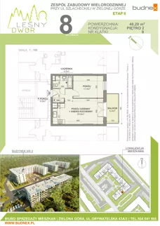2 pokoje, mieszkanie 40,20 m², piętro 2, oferta nr 8/M8, Leśny Dwór Etap 2, Zielona Góra, Osiedle Leśny Dwór, ul. Szlachecka