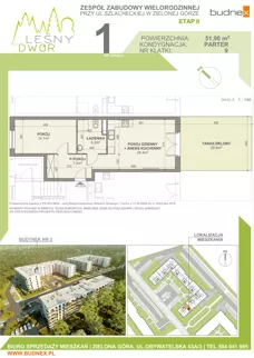 2 pokoje, mieszkanie 51,90 m², parter, oferta nr 9/M1, Leśny Dwór Etap 2, Zielona Góra, Osiedle Leśny Dwór, ul. Szlachecka