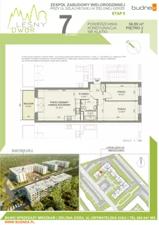 3 pokoje, mieszkanie 56,90 m², piętro 2, oferta nr 2/M7, Leśny Dwór Etap 2, Zielona Góra, Osiedle Leśny Dwór, ul. Szlachecka