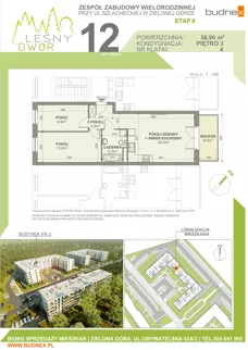 3 pokoje, mieszkanie 56,90 m², piętro 3, oferta nr 4/M12, Leśny Dwór Etap 2, Zielona Góra, Osiedle Leśny Dwór, ul. Szlachecka