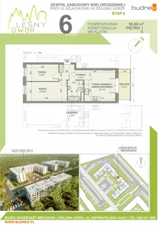 3 pokoje, mieszkanie 50,80 m², piętro 1, oferta nr 5/M6, Leśny Dwór Etap 2, Zielona Góra, Osiedle Leśny Dwór, ul. Szlachecka