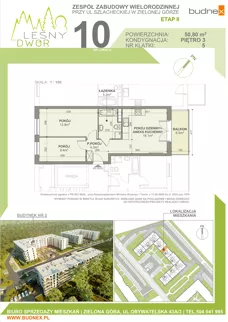3 pokoje, mieszkanie 50,80 m², piętro 3, oferta nr 5/M10, Leśny Dwór Etap 2, Zielona Góra, Osiedle Leśny Dwór, ul. Szlachecka