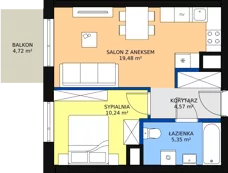 2 pokoje, apartament 39,52 m², piętro 3, oferta nr 61, Sadyba Spot, Warszawa, Mokotów, Sadyba, ul. Powsińska / Św. Bonifacego