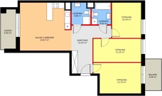 4 pokoje, mieszkanie 80,15 m², piętro 8, oferta nr B/88, Osiedle Kusocińskiego budynek A, Gdańsk, Piecki-Migowo, Morena, ul. Kusocińskiego