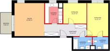 3 pokoje, mieszkanie 74,58 m², piętro 1, oferta nr A/14, Osiedle Kusocińskiego budynek A, Gdańsk, Piecki-Migowo, Morena, ul. Kusocińskiego