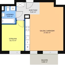 2 pokoje, mieszkanie 47,98 m², piętro 1, oferta nr 4A/14, Osiedle Idea Aurora, Radom, Wacyn, ul. LIstopadowa