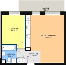 2 pokoje, mieszkanie 49,32 m², parter, oferta nr 4A/57, Osiedle Idea Aurora, Radom, Wacyn, ul. LIstopadowa