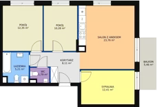 4 pokoje, mieszkanie 74,05 m², piętro 1, oferta nr 4A/68, Osiedle Idea Aurora, Radom, Wacyn, ul. LIstopadowa