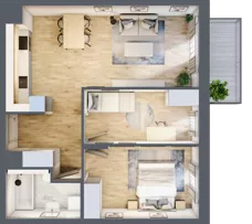3 pokoje, mieszkanie 57,80 m², piętro 1, oferta nr A/16, Impuls Marywilska, Warszawa, Białołęka, Żerań, ul. Marywilska 73