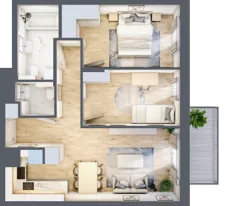 3 pokoje, mieszkanie 56,66 m², piętro 2, oferta nr A/26, Impuls Marywilska, Warszawa, Białołęka, Żerań, ul. Marywilska 73